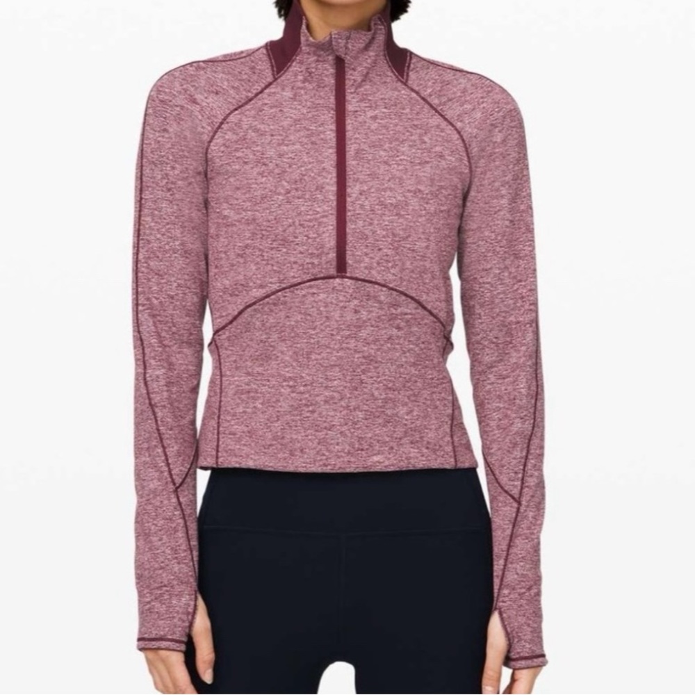 Lululemon Always Alert Maroon Quarter Zip Jacket Size 4